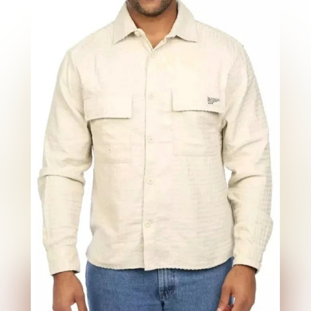 DR Essentials Mens Brushed Cotton Button Down Shirt Jacket Shacket Size Large